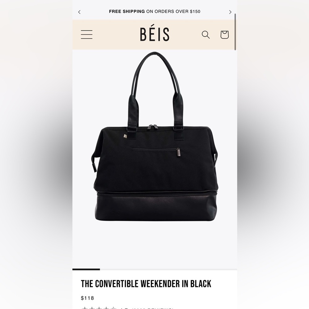 Beis The Convertible Weekender in black
